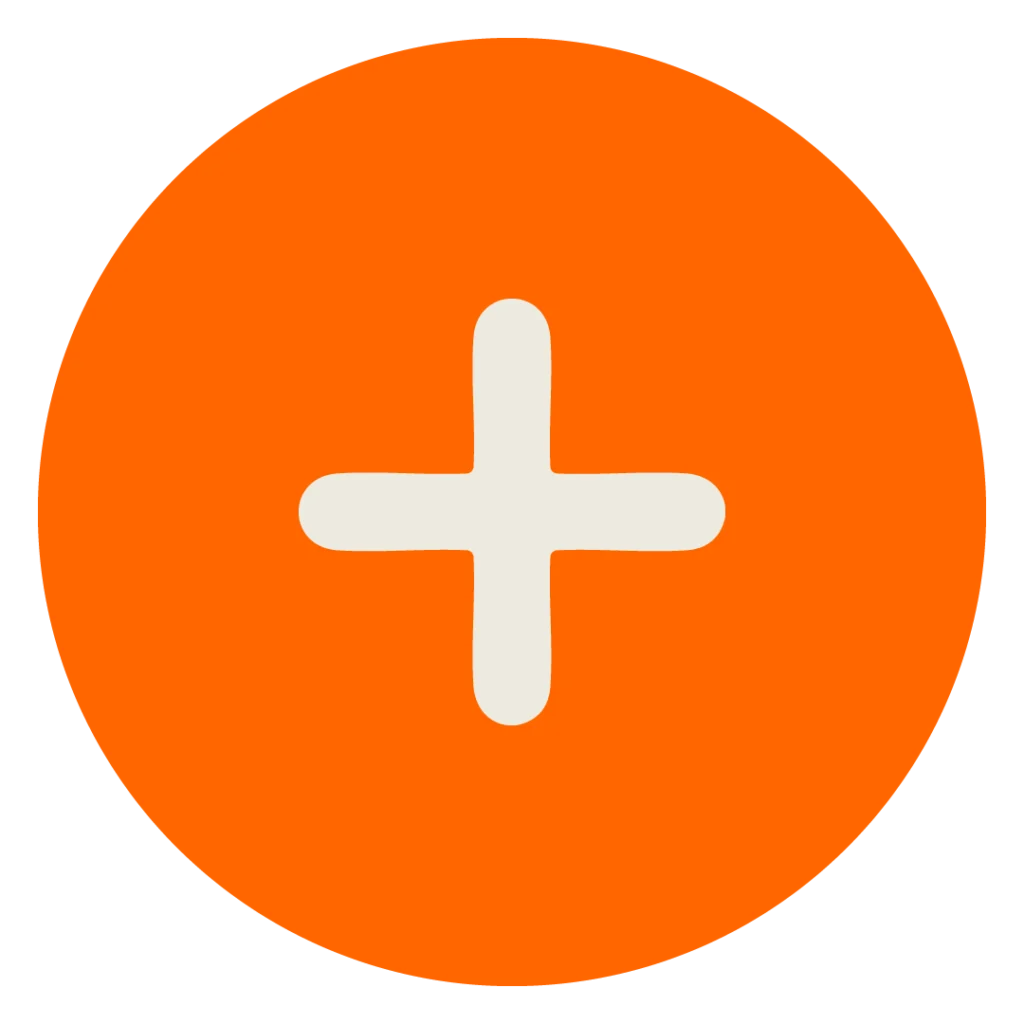 Beiges Icon eines Plus-Zeichens mit To Do-Liste auf orangenem Kreis zur Darstellung der MINGLECONTROL Softwarefunktion "Protokollierung"