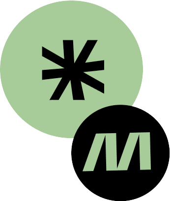 MINGLECONTROL Sticker – Stern schwarz/grün und M schwarz/grün Logo Kombination