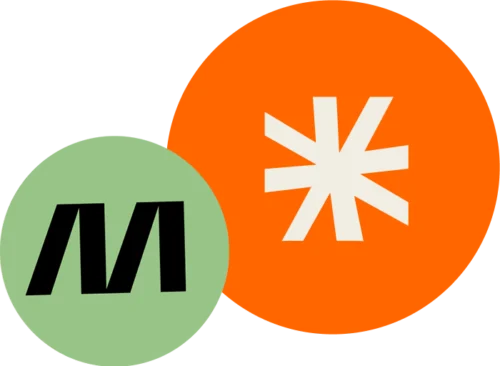 Grünes MINGLECONTROL Marken-Signet kombiniert mit Sternsymbol in orangem Kreis